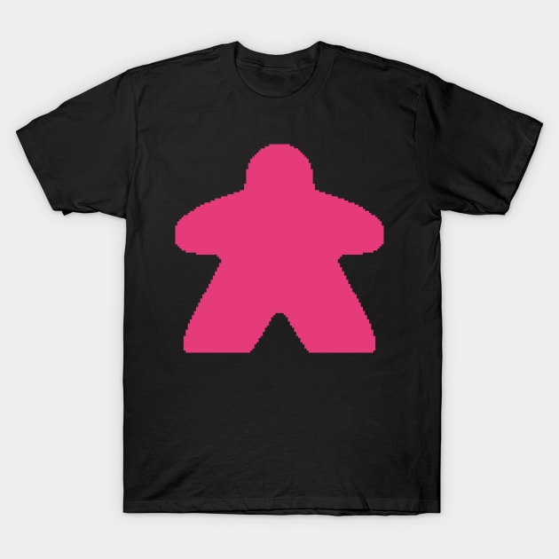 Pink Pixelated Meeple T-Shirt by pookiemccool